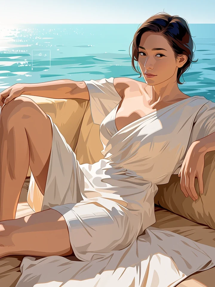 Portrait translated from photograph into a polished anime illustration